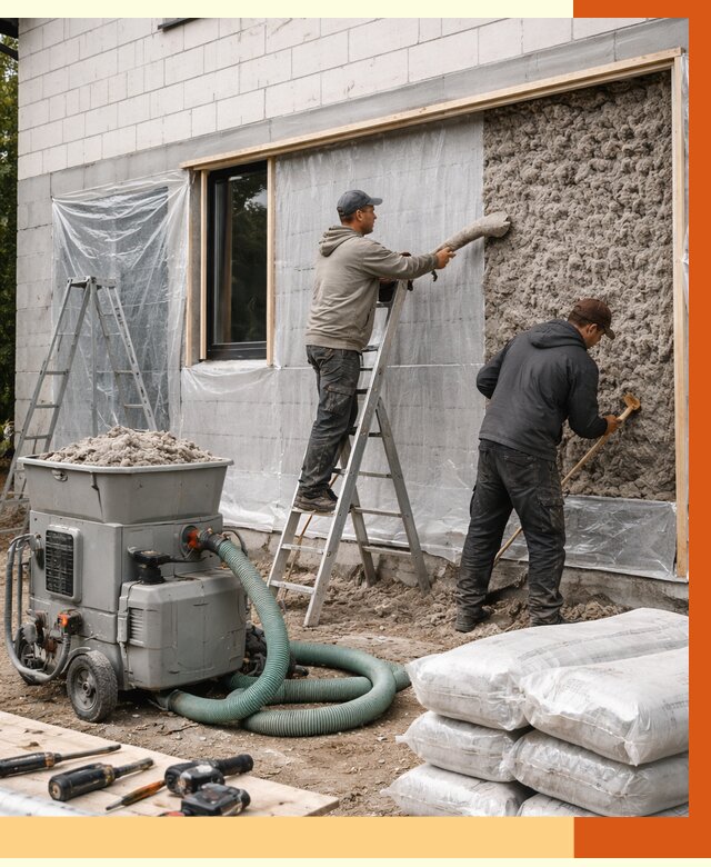 Утепление дома из газобетона эковатой в Ярцеве от 4578 руб./м2 | ТепломастерРцв