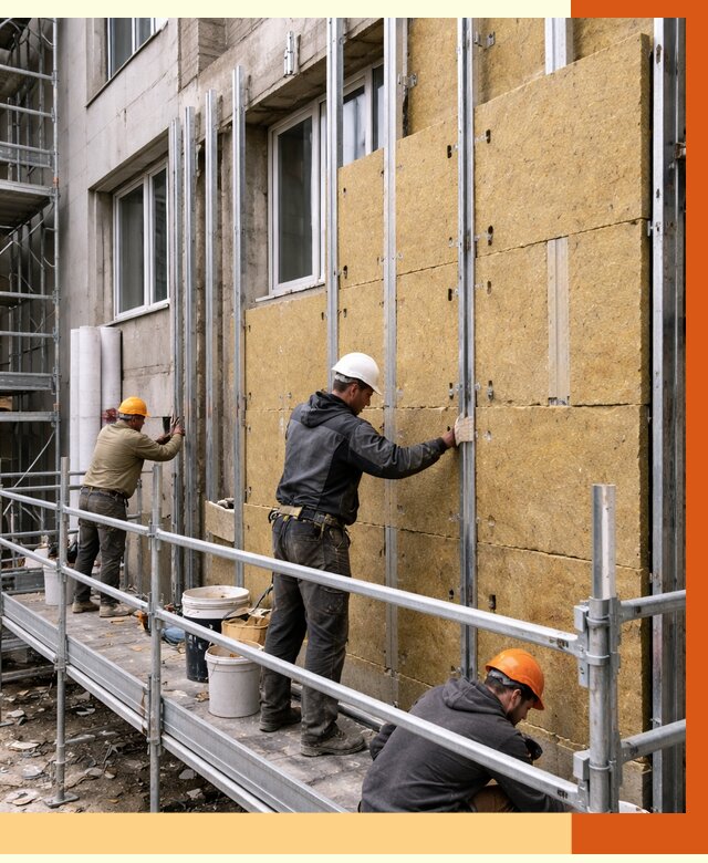 Утепление вентилируемого фасада в Ярцеве от 5697 руб/м2 — монтаж и утепление вентфасад | ТепломастерРцв